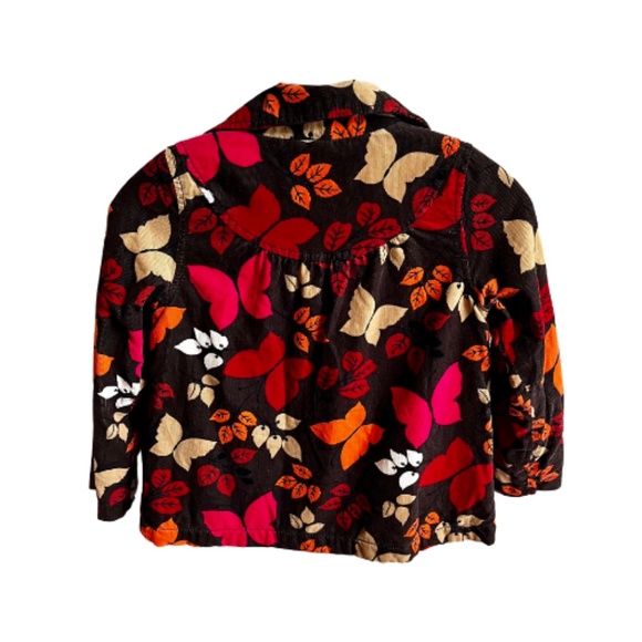 Gap Kids Girls Brown Floral Butterfly Button Front Corduroy Jacket. Size Small. - Picture 2 of 3